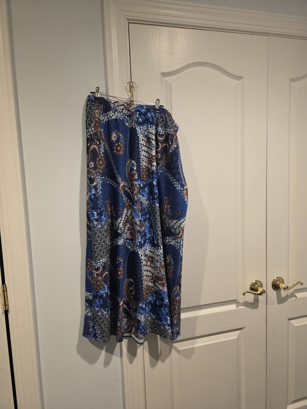 Bliss Blue Paisley Maxi Skirt with Brown Accents